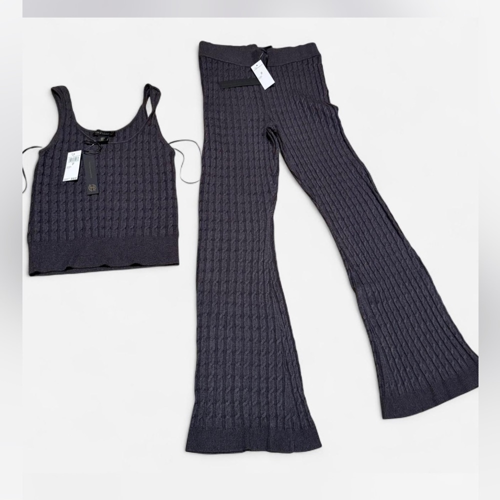House of Harlow 1960 - Gray Cable Knit Tank Top and Pants Set